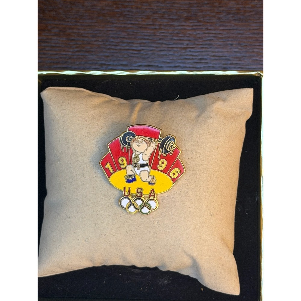 Vintage 1996 USA Olympics Cabbage Patch Kids Olympikids Weightlifting Pin